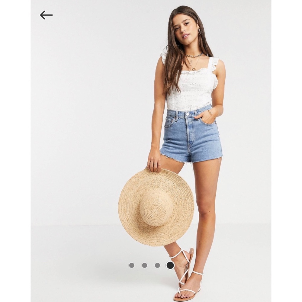 White frill button down tank top